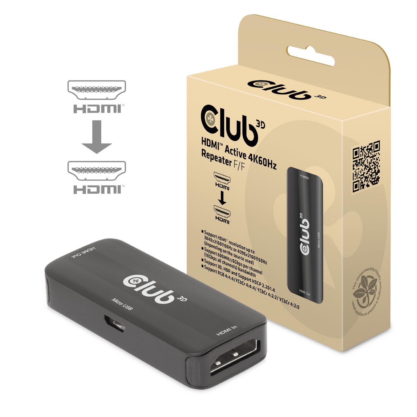 Club3D CAC-1307 W128826661 Hdmi Active 4K60Hz Repeater 