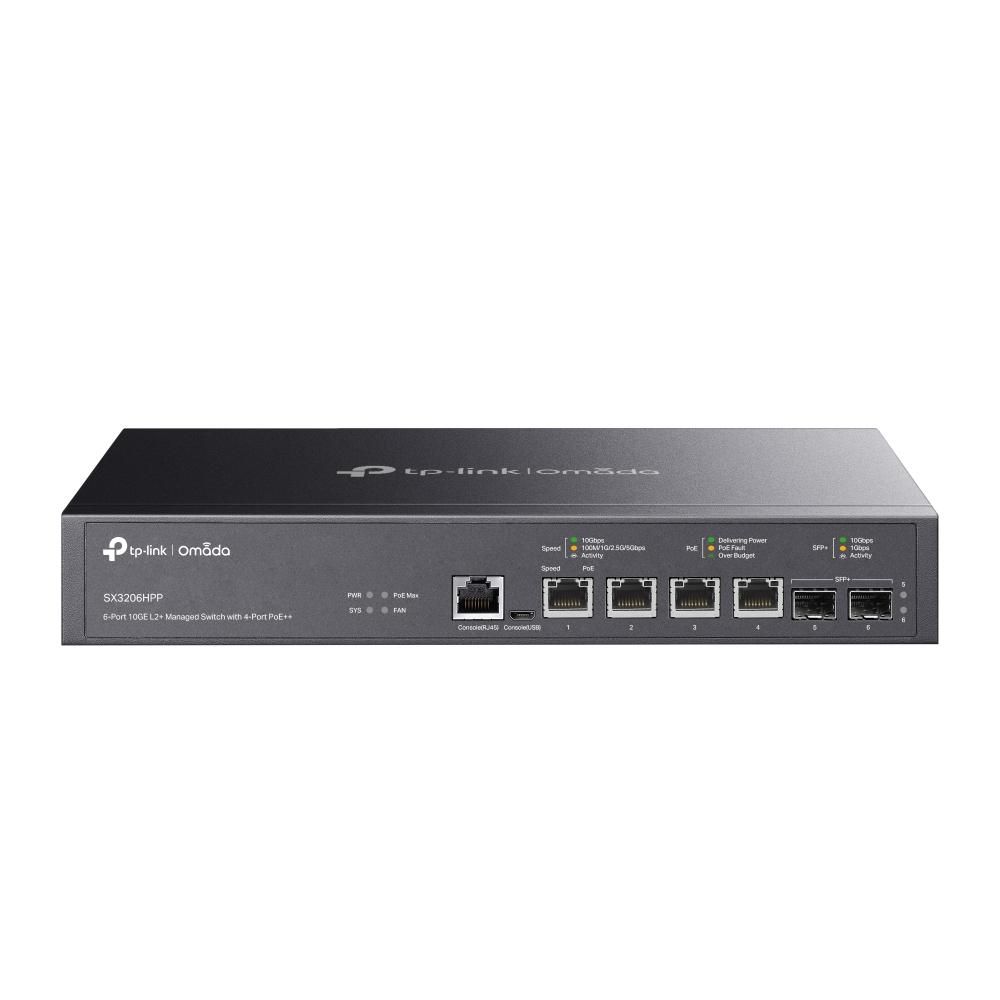 TP-LINK JetStream\" 4-Port 10GBase-T and 2-Port 10GE SFP+ L2+ Managed Switch with 4-Port PoE++PORT: 4