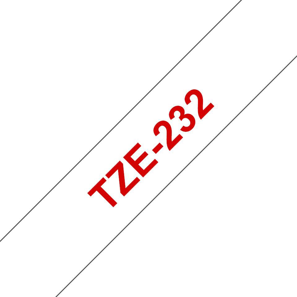 Brother TZE232 Ruban Red/Blanc 12mm