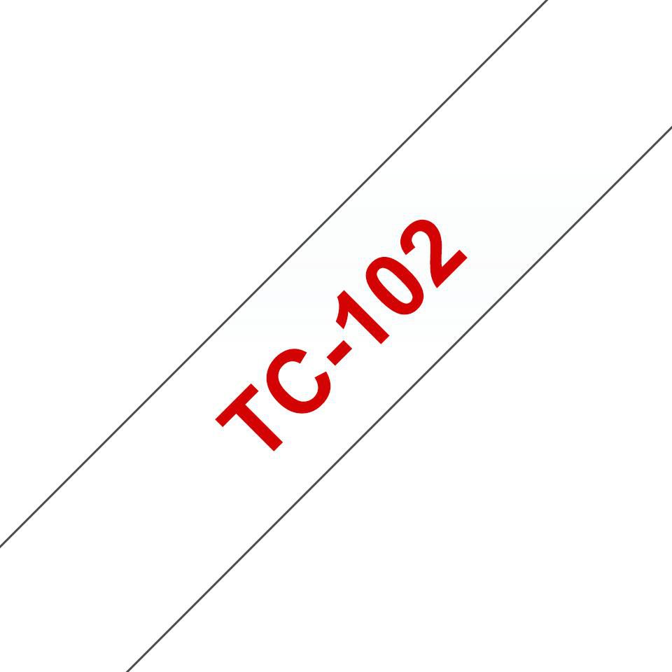 Brother TC102 TC-tape  12mm  Red text 