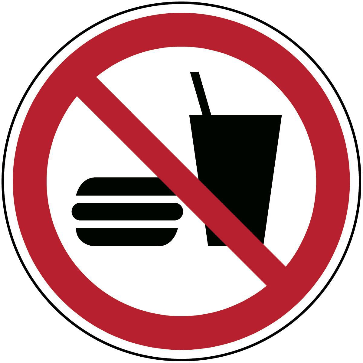 BRADY ISO-Sicherheitsschild - Essen und Trinken verboten, Rund, Schwarz/rot auf weiss, Polyester, 1S