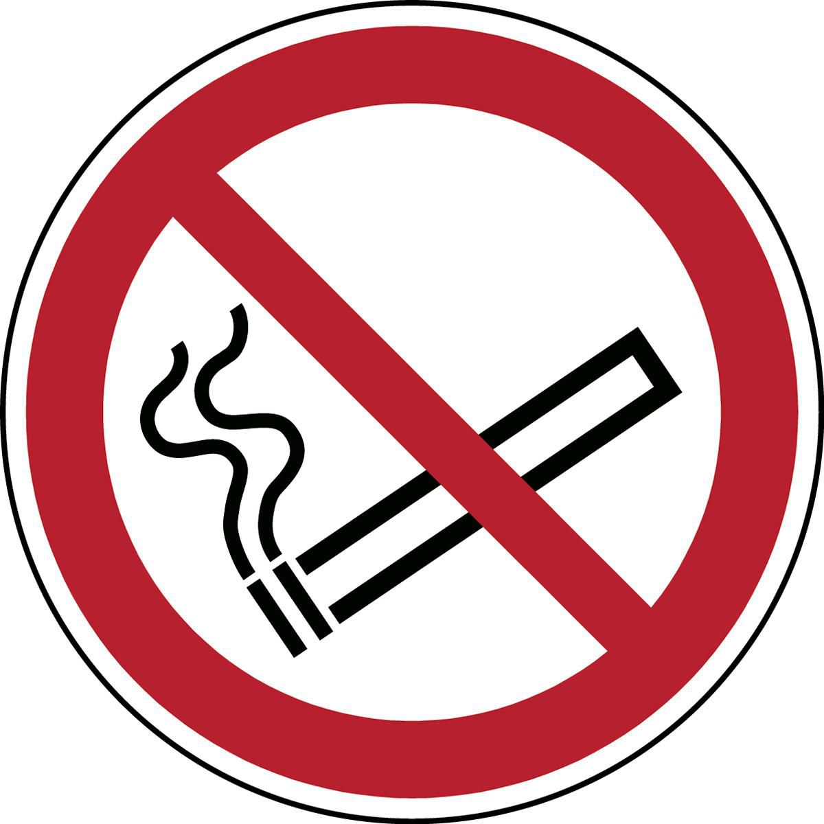BRADY ISO-Sicherheitsschild - Rauchen verboten, Rund, Schwarz/rot auf weiss, Polyester, 1Stück (PIC
