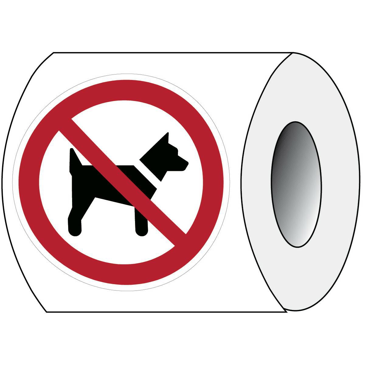 Brady PIC P021-DIA 050-PE-ROLL1 W128419733 ISO Safety Sign - No dogs 