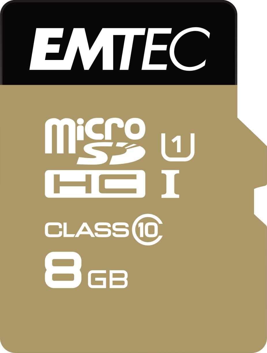 Emtec ECMSDM8GHC10GP MicroSD Card 8GB SDHC CL.10 