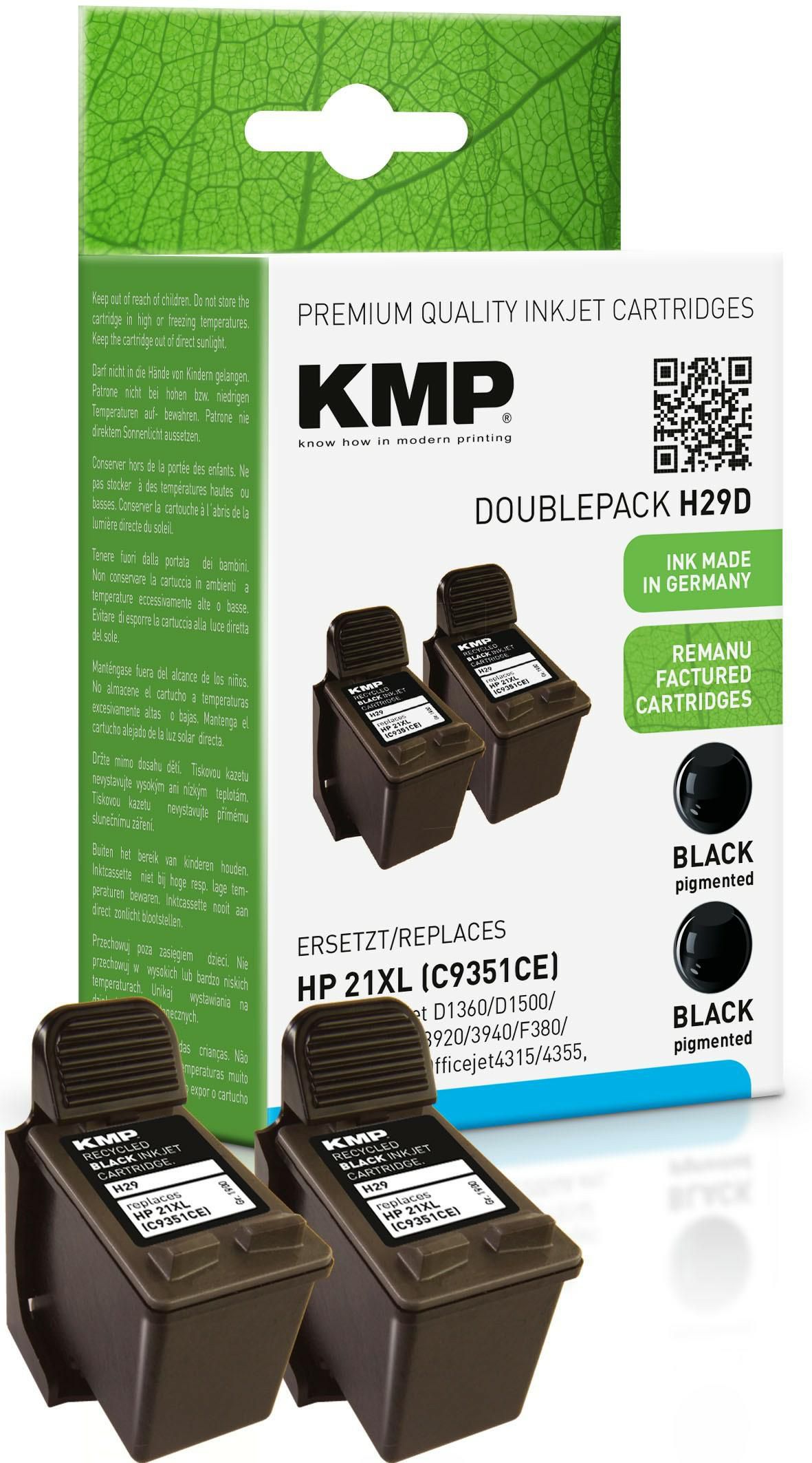 KMP H29D Double Pack 2er Pack Schwarz wiederaufbereitet Tintenpatrone