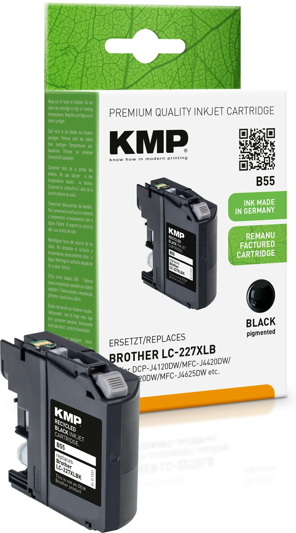 KMP B55 Schwarz wiederaufbereitet Tintenpatrone