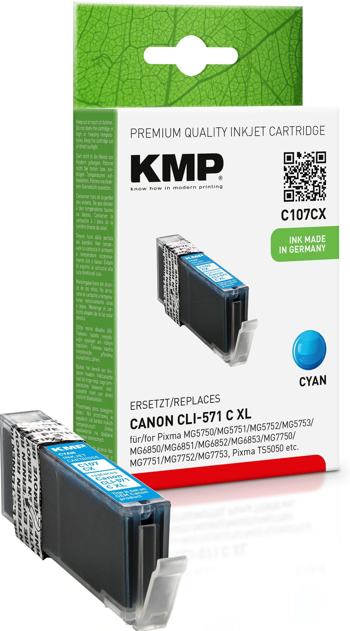KMP-Printtechnik-AG 1569,0003 C107CX ink cartridge cyan 