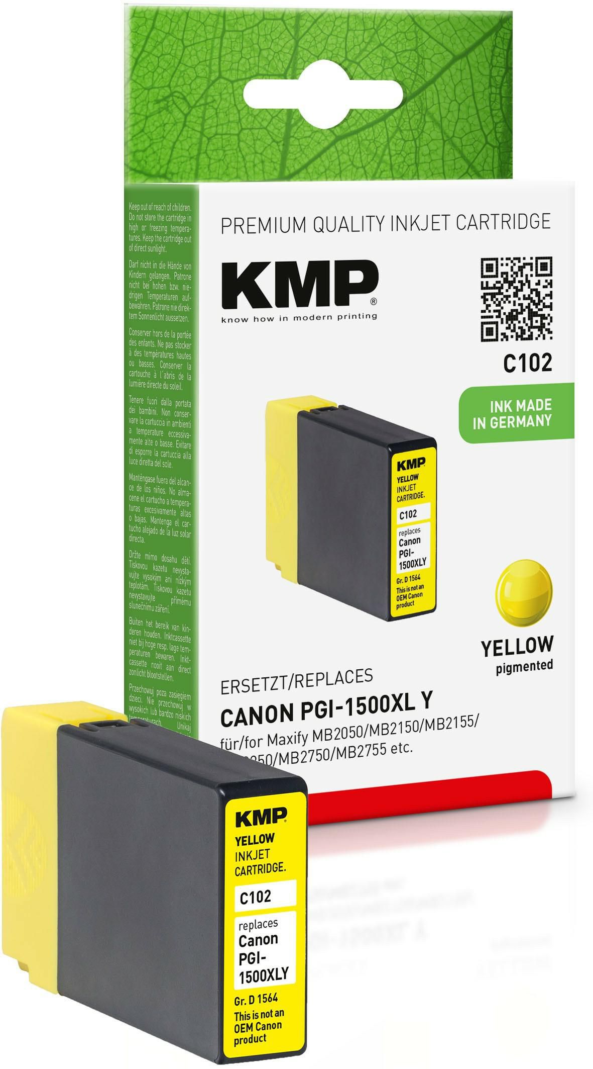 KMP-Printtechnik-AG 1564,0009 Cart. Canon PGI1500XLY comp. 
