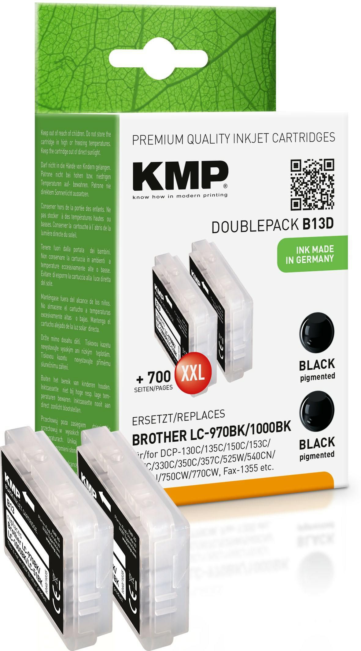 KMP B13D Double Pack 2er Pack Schwarz Tintenpatrone
