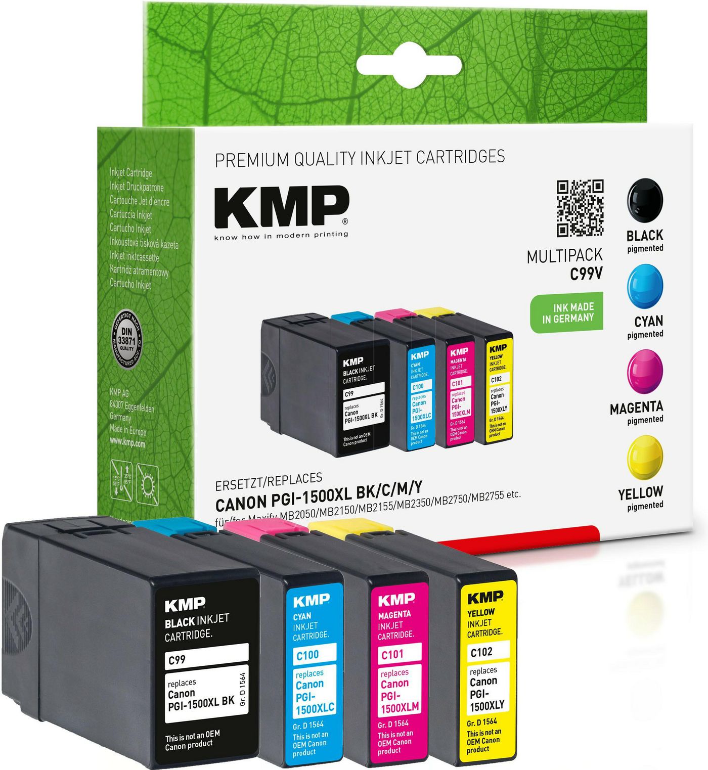 KMP-Printtechnik-AG 1564,0050 Cart. Canon PGI1500XLY comp. 