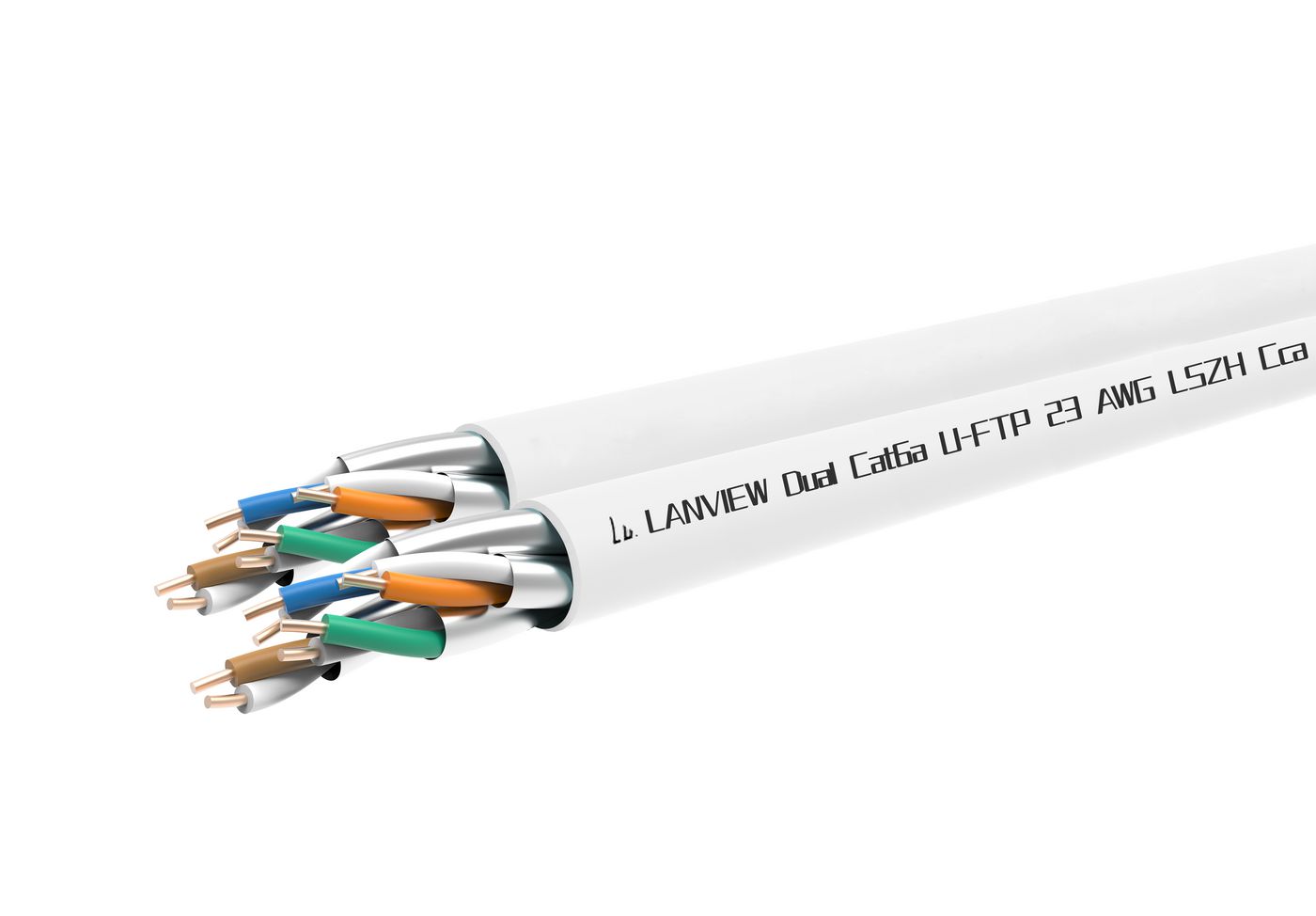Cavo di rete doppio Cat6a U-FTP 4x2xAWG23 LSZH bianco