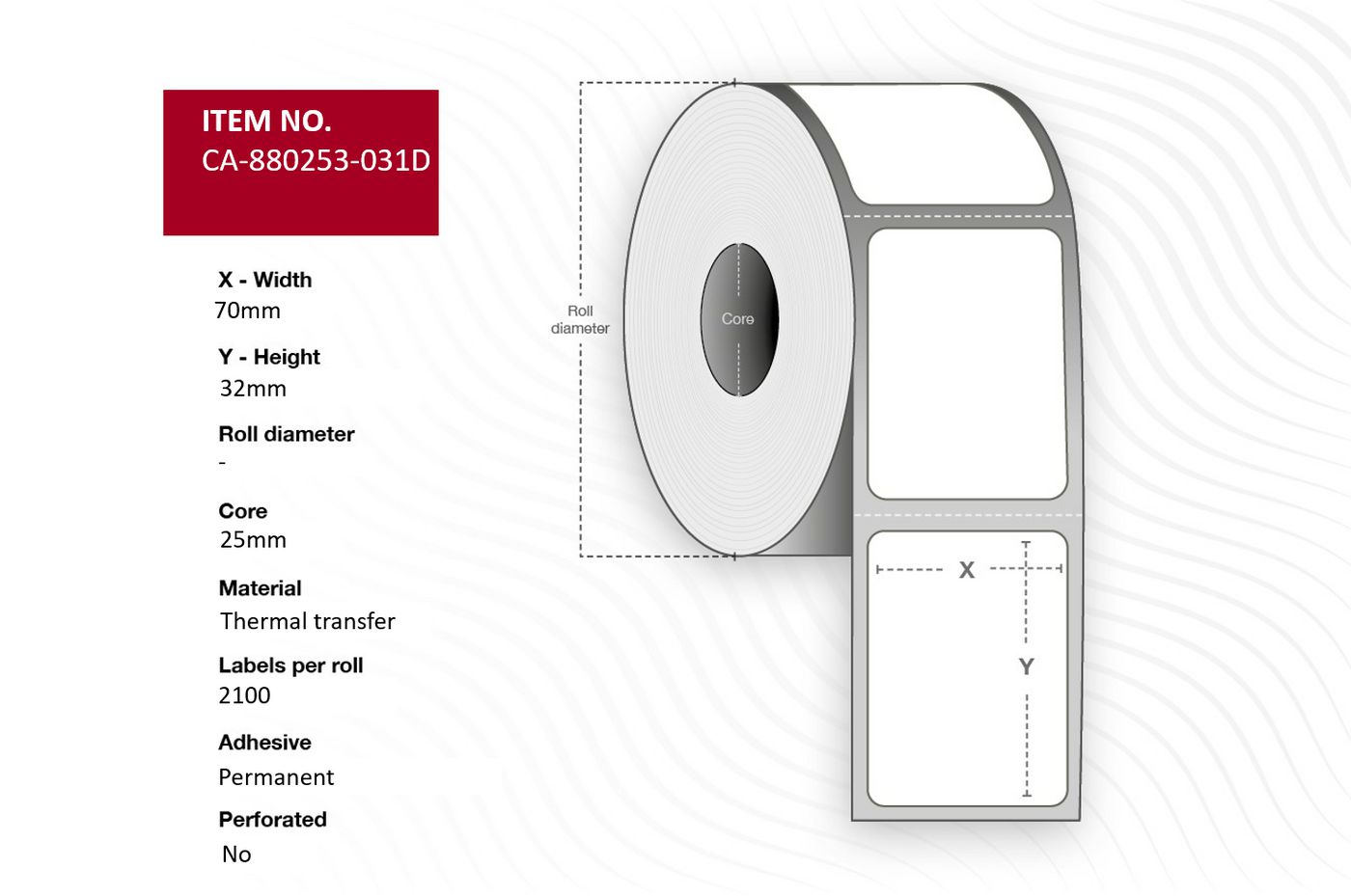 Label 70 x 32mm, Core 25mm,
