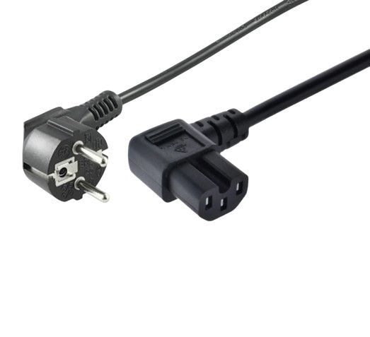 Power Cord CEE 7/7 - Angled - C15 3m black Power Cord - Schuko Angled - Angled C15 3m black - Warranty 300M