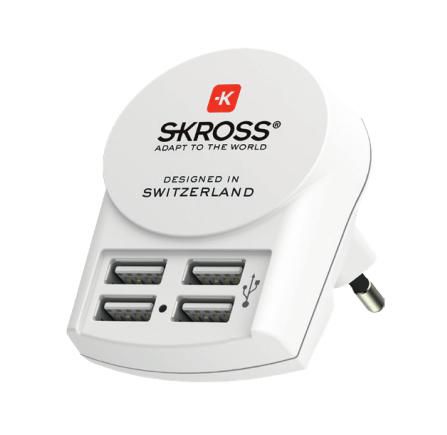 SKROSS Weltreiseadapter World Adapter PRO+ USB 4xA Geeignet für Reisende aus aller Welt (1302522)