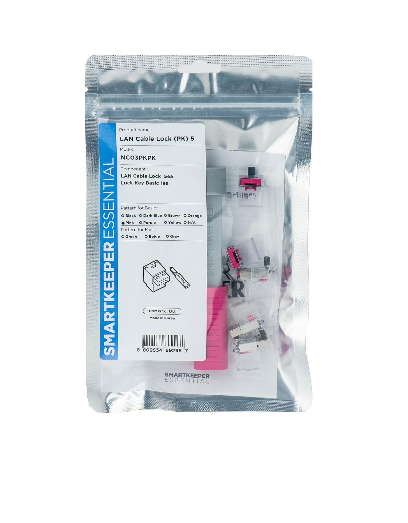 SMARTKEEPER Basic \"LAN Cable\" Lock    pink    5 Stk.+Key