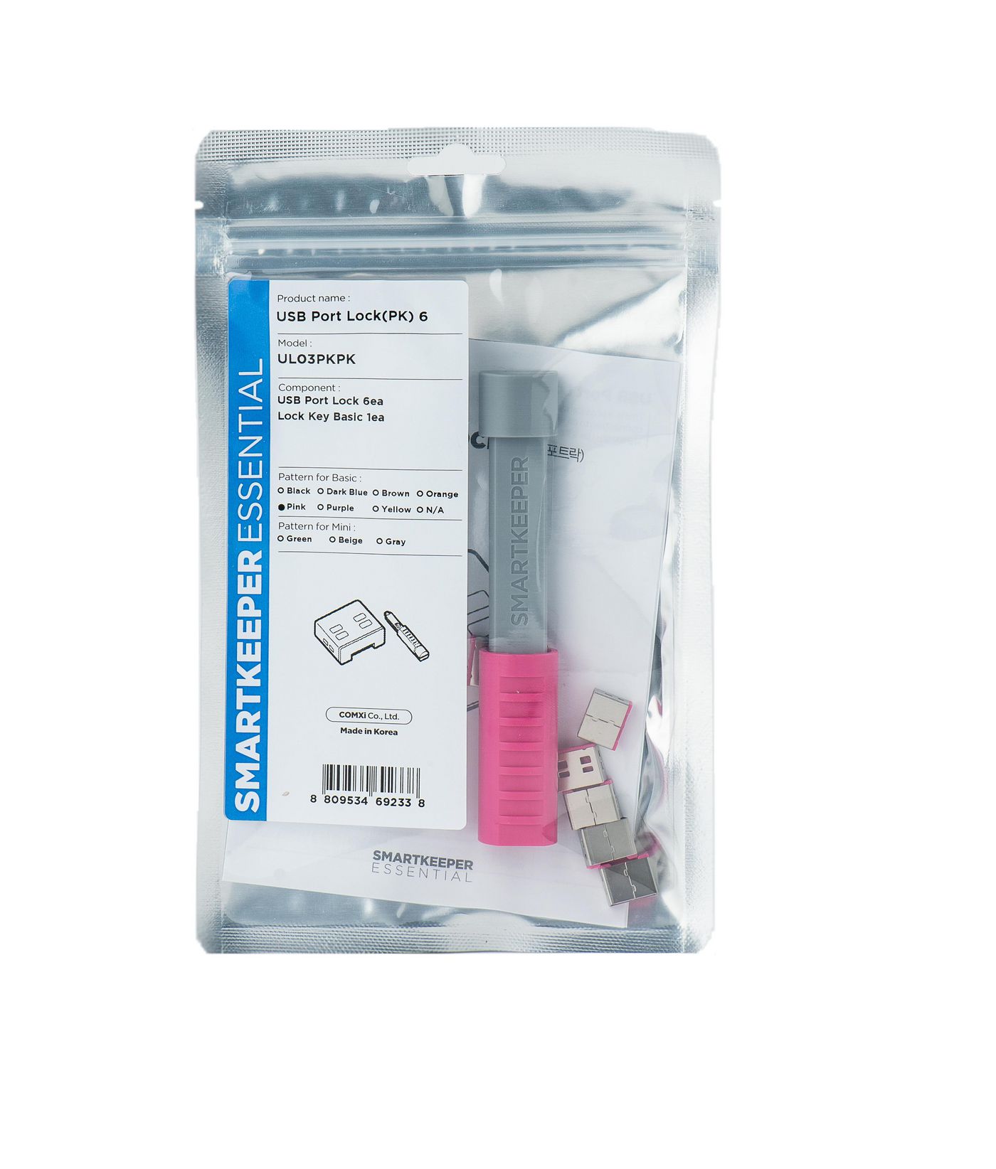 SMARTKEEPER Basic \"USB-A Port\" Blocker 6 Stk.+Key pink