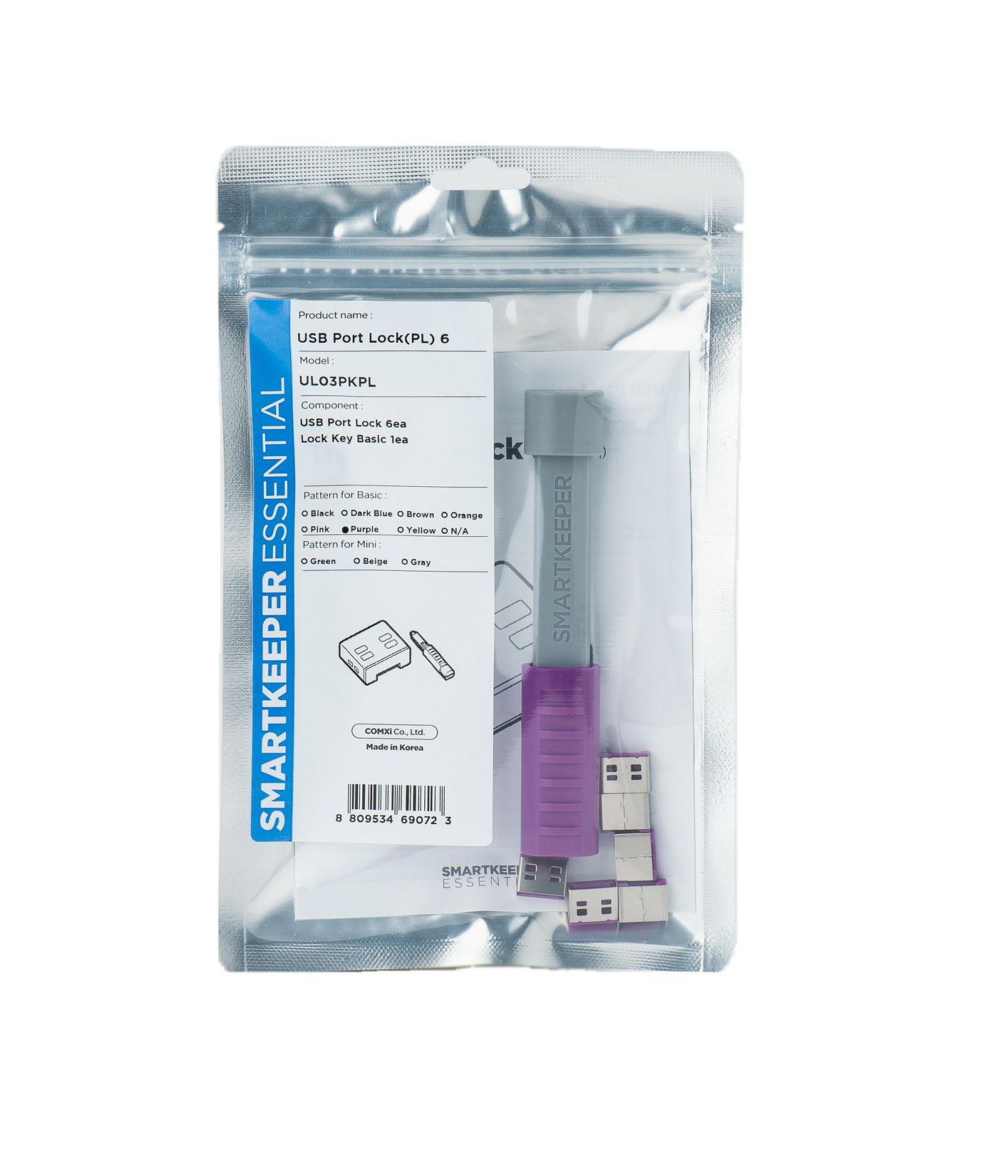 SMARTKEEPER Basic \"USB-A Port\" Blocker 6 Stk.+Key lila