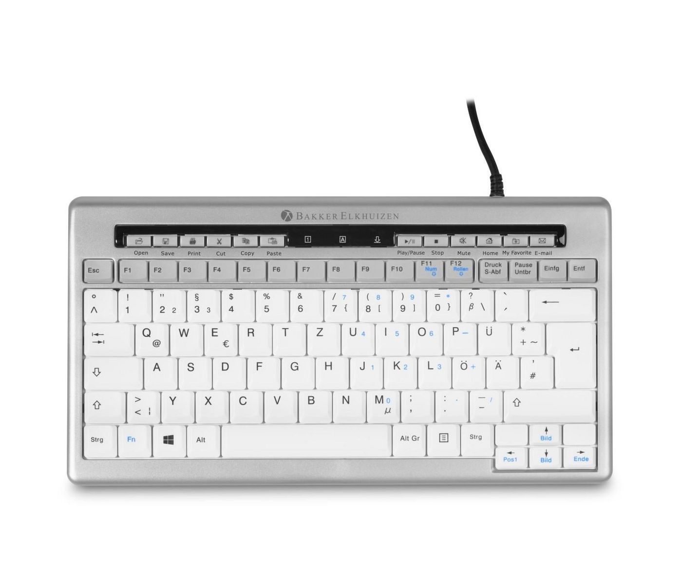 BakkerElkhuizen Kompakttastatur S-board 840 Design USB, silber / hellgrau
