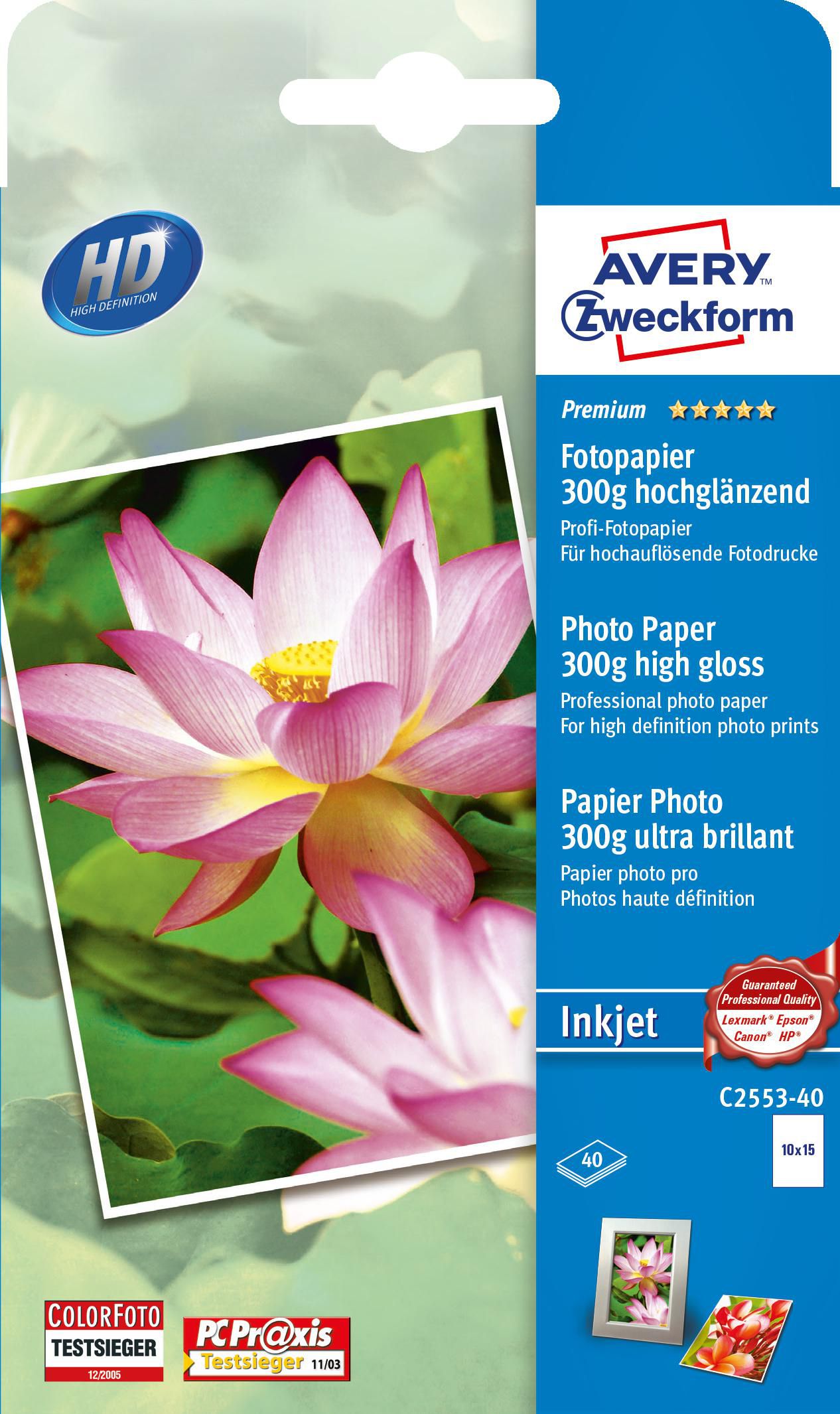 Avery C2553-40 W128902025 Photo Paper White High-Gloss 