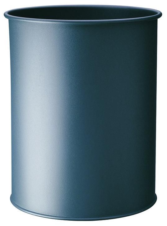 DURABLE Papierkorb METALL, rund, 15 Liter, anthrazit aus Stahl, kratzfeste Epoxidharz-Beschichtung (