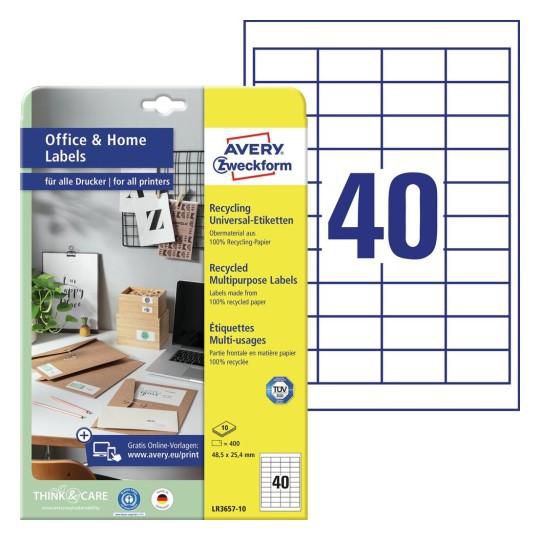 AVERY ZWECKFORM Recycling-Universal-Etiketten Home Office 48,5 x 25,4 mm, naturweiß, Adressetiketten