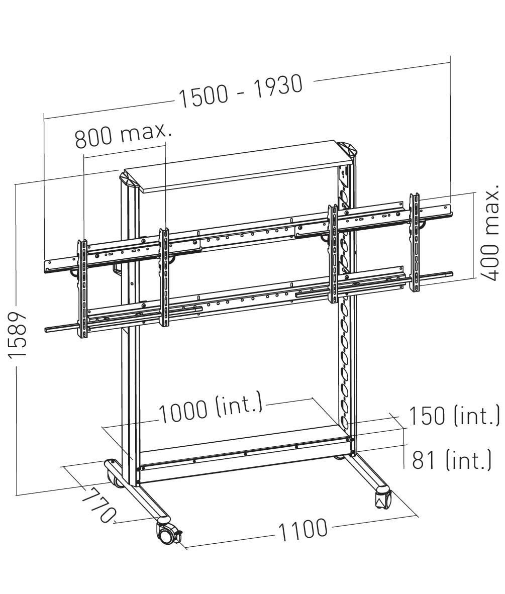 CARTOUCH - CART FOR 2 SCREENS SIDE BY SIDE - VESA 800X400 MAX. - 102486