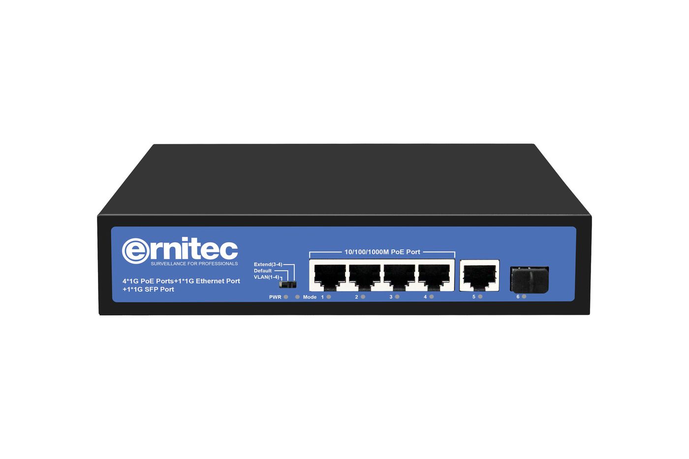 Unmanaged 4 x 10/1000Mbps - PoE Ports 1 x 1000Mbps RJ45 - Uplink Ports 1 x 1000Mbps SFP port - Warranty 60M