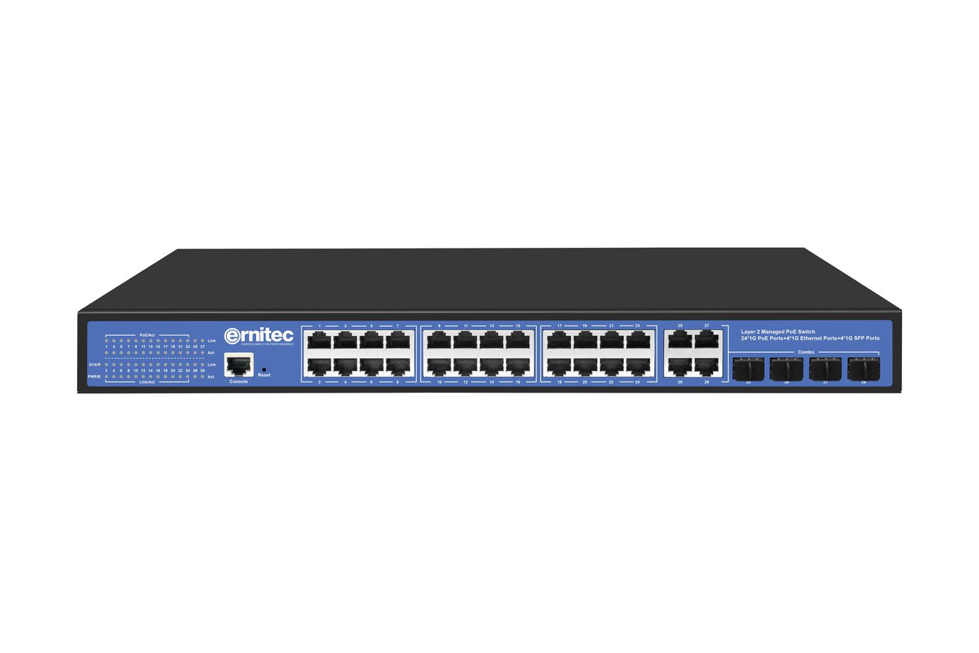 Ernitec ELECTRA-M224-1GB-370W switch di rete (Managed Layer 2 Switch 24 - Gigabit ports 4 Gigabit SFP - ports 4 x Gigabit RJ45