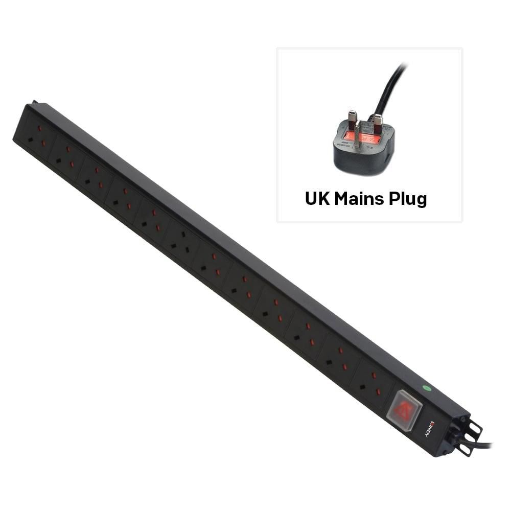 Vertical 12 Way UK Plug PDU