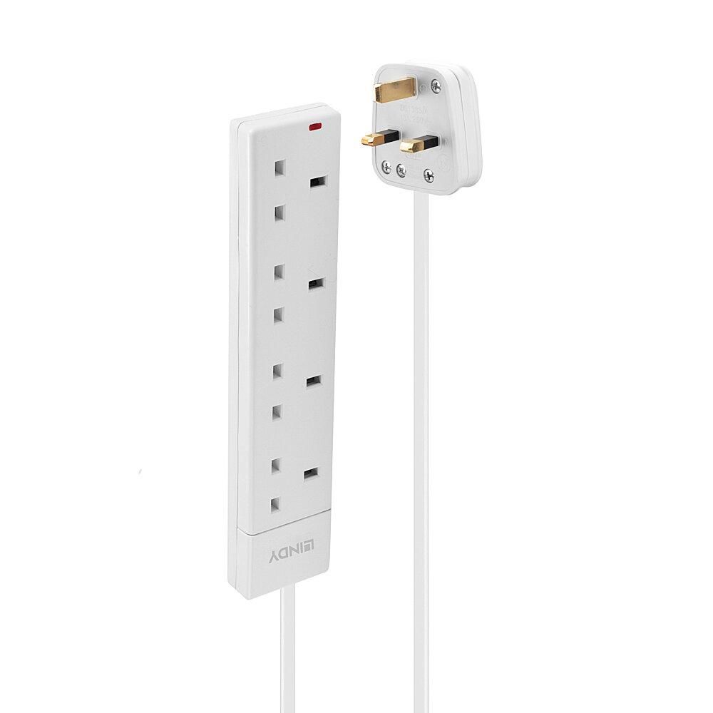 2m 4-Way UK Mains Power