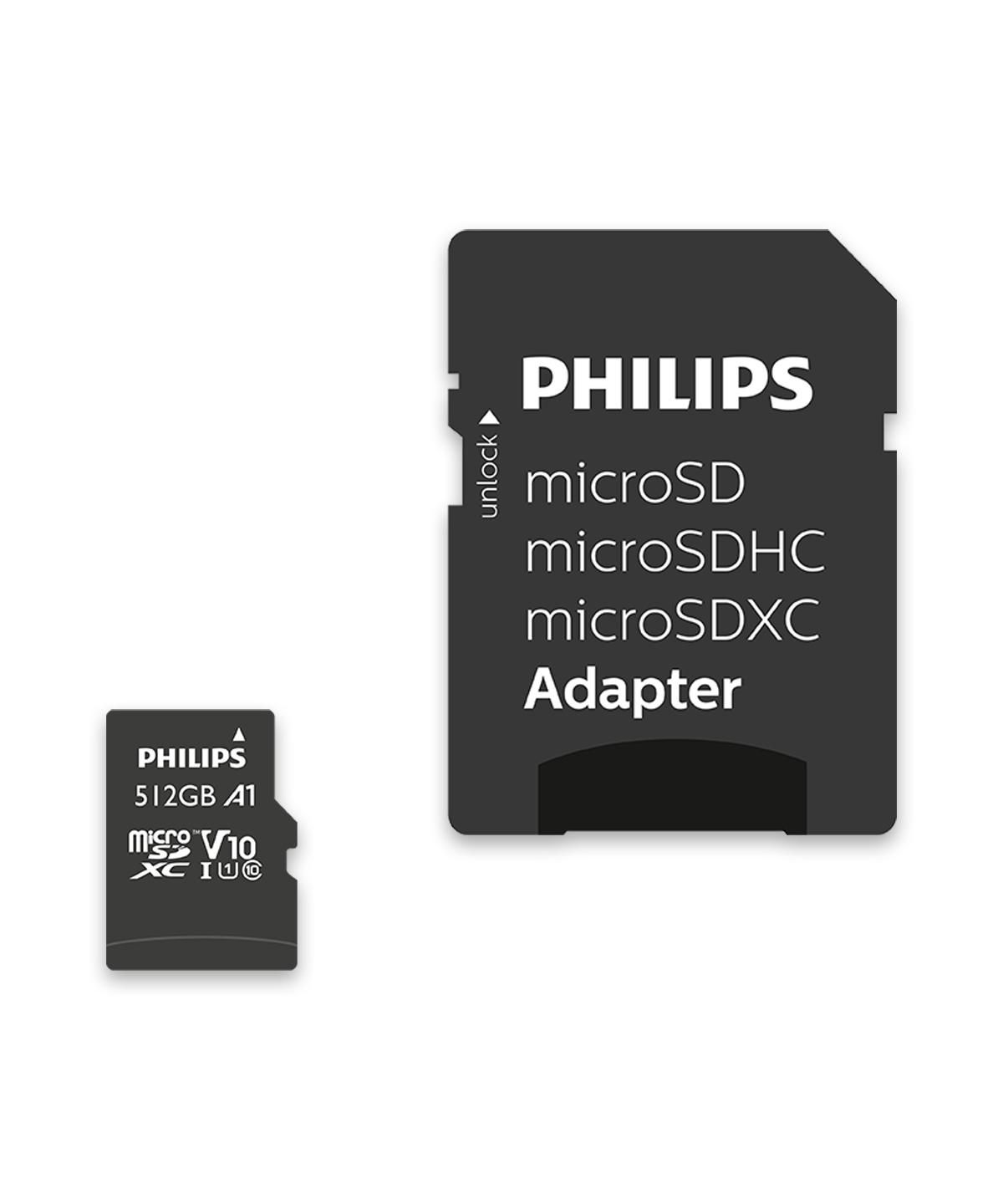 Scheda Philips MicroSDXC da 512 GB Classe 10 UHS-I U1 con adattatore