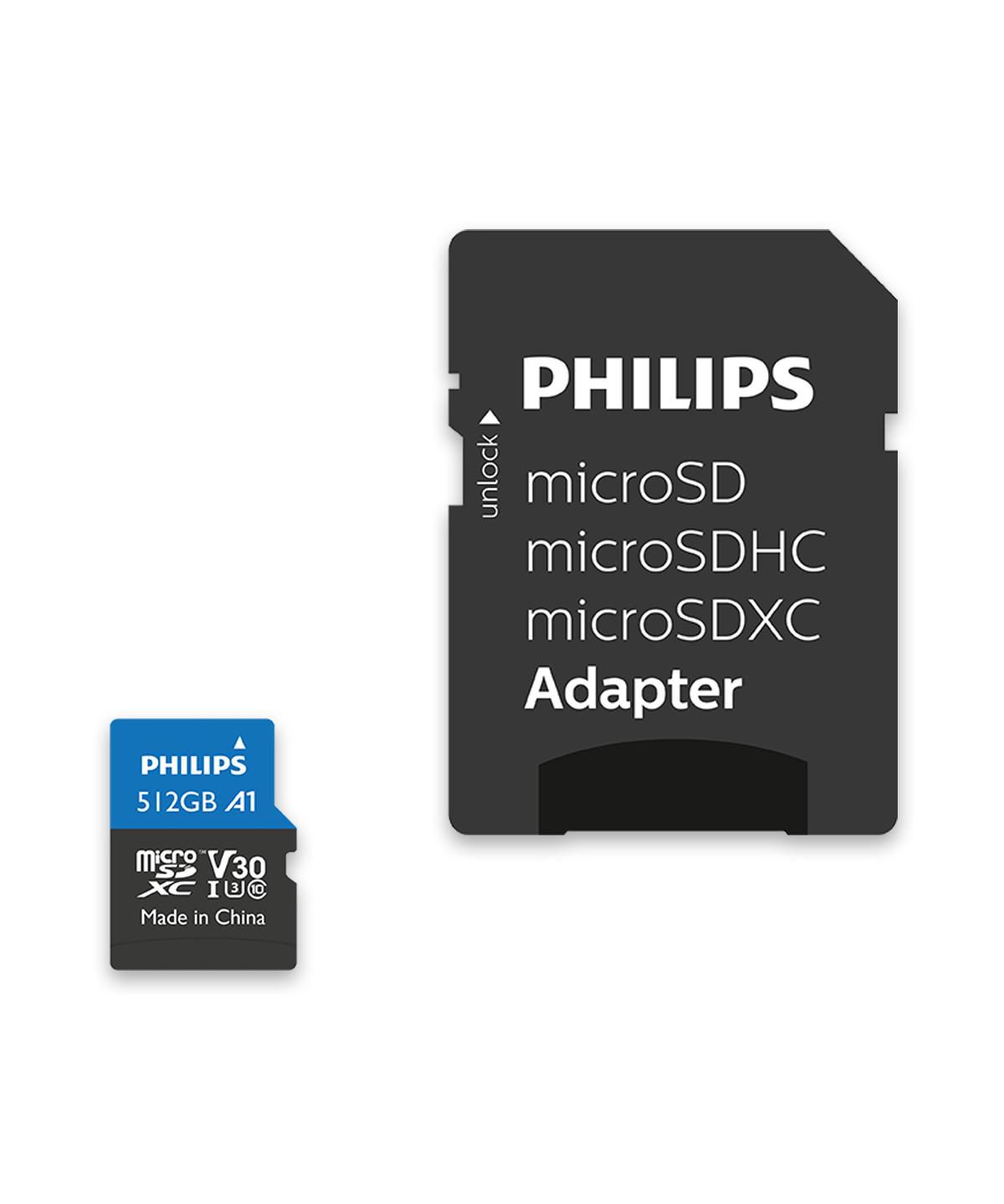 Scheda Philips MicroSDXC da 512 GB Classe 10 UHS-I U3 con adattatore