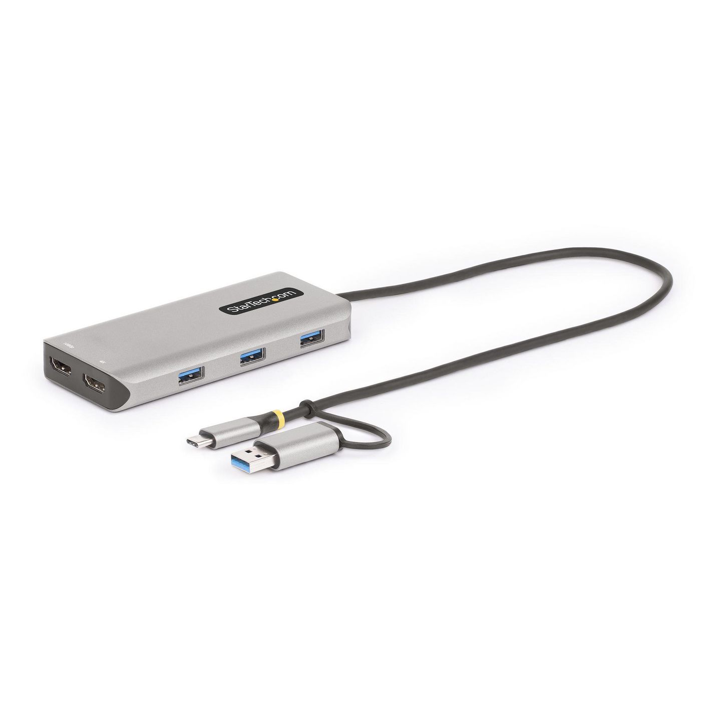 StarTech.com Adattatore multiporta USB-C con dongle USB-C a USB-A doppio HDMI (4K30Hz/1080p60Hz) Hub USB-A 5Gbps a 3 porte mini