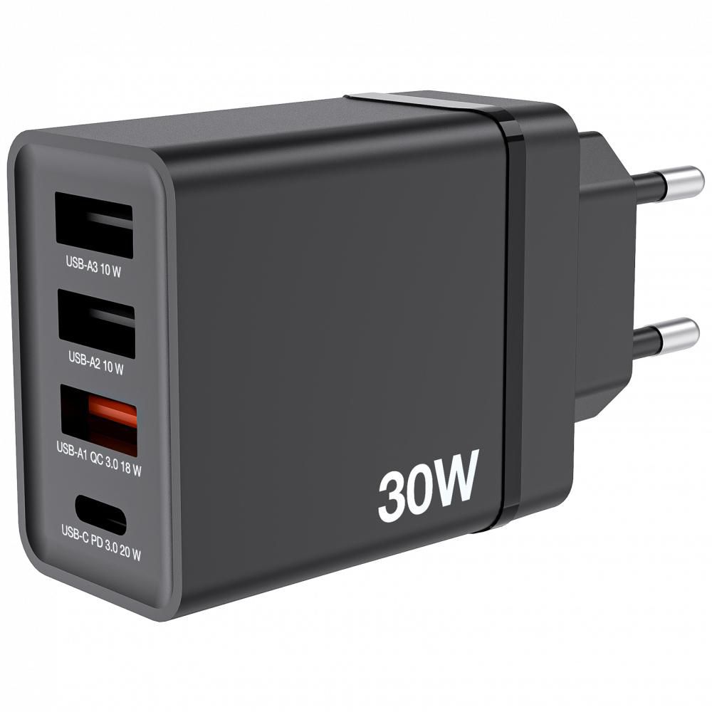 USB Wall Charger 30W, Black 
