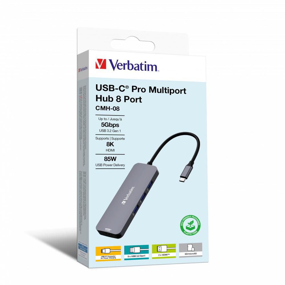 Verbatim CMH-08 USB tipo-C 5000 Mbit/s Argento