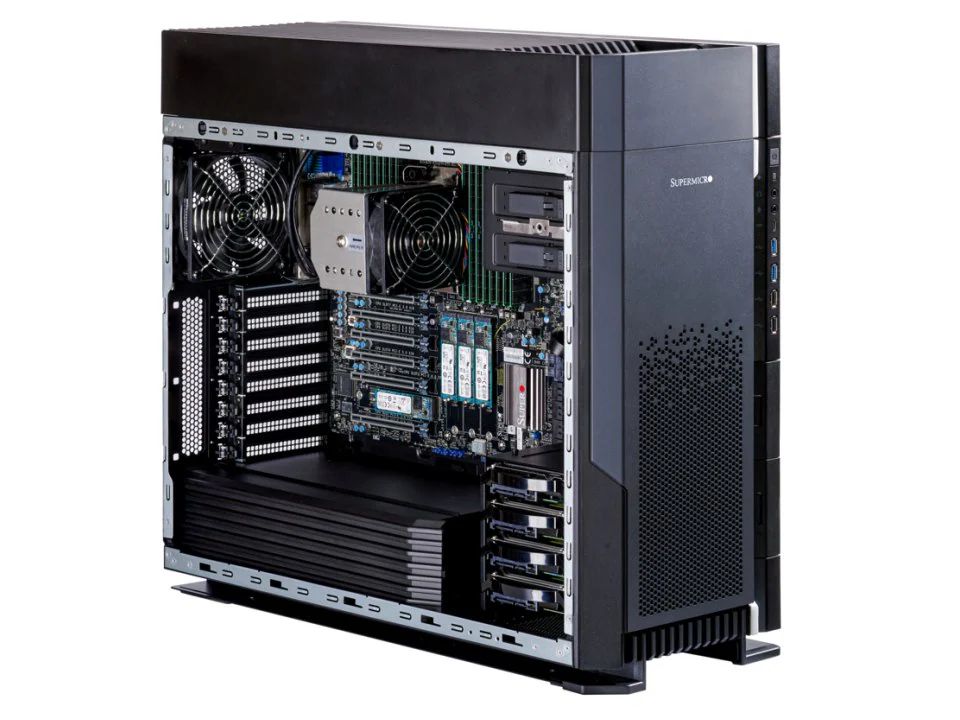 Tower/5U Video Wall Server - Barebone - Xeon W5-3423, - 64GB, 480GB NVMe, 1x10GbE, 1x1GbE, IPMI, TPM, 1x2000W, Win11Pro - Warra