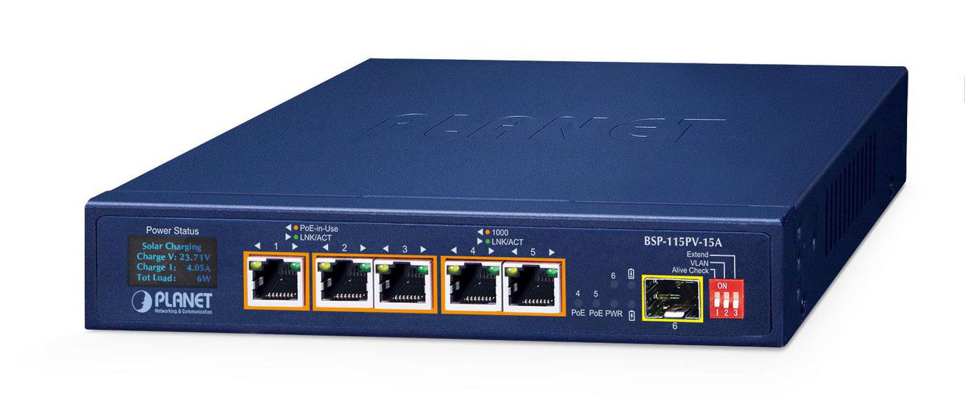 5-Port 802.3at PoE+ Solar PoE