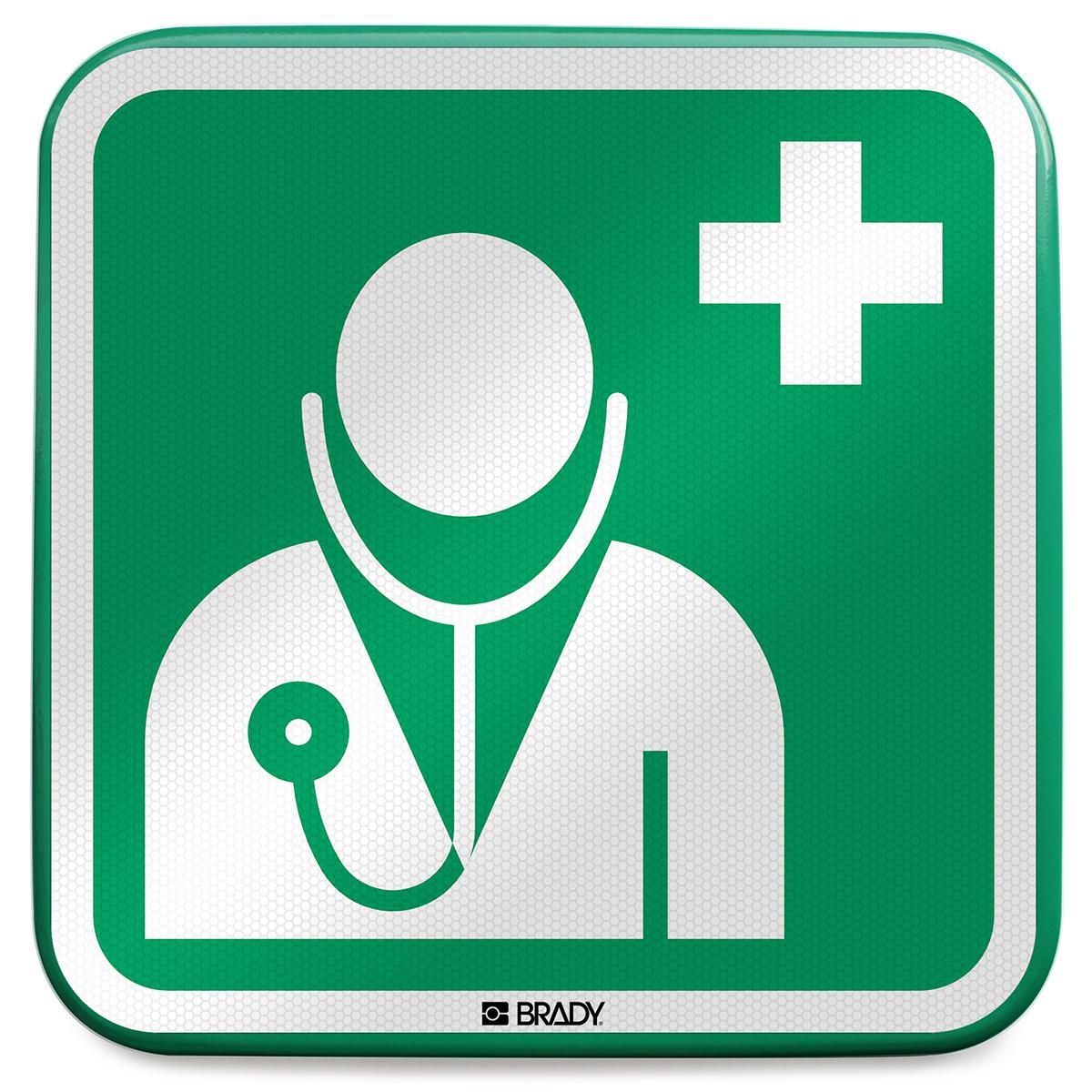 Brady EE009RFLBD-400X400-1 W128405208 ISO Safety Sign - Doctor 