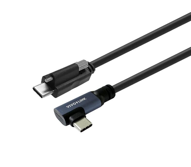 USB-C to USB-C angled Cable - 3m with lock screw Supports - 20 Gbps data Certified for Business - Warranty: 144M