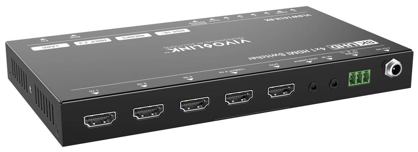 HDMI switcher 4x1 8K@60Hz - with RS232 control, eARC and - analogue audio de-embedder function - Warranty: 60M