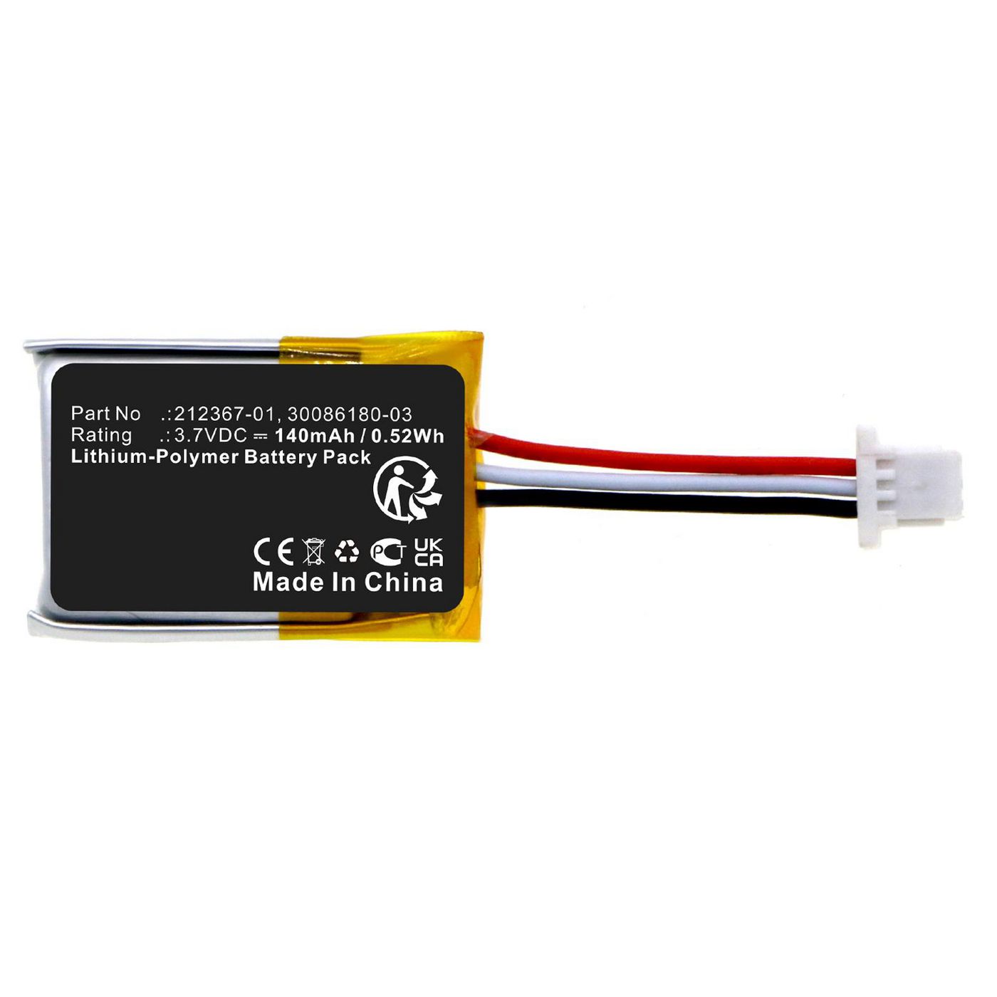 Battery 0.52Wh Li-Polymer - 3.7V 140mAh, Black - Warranty: 12M