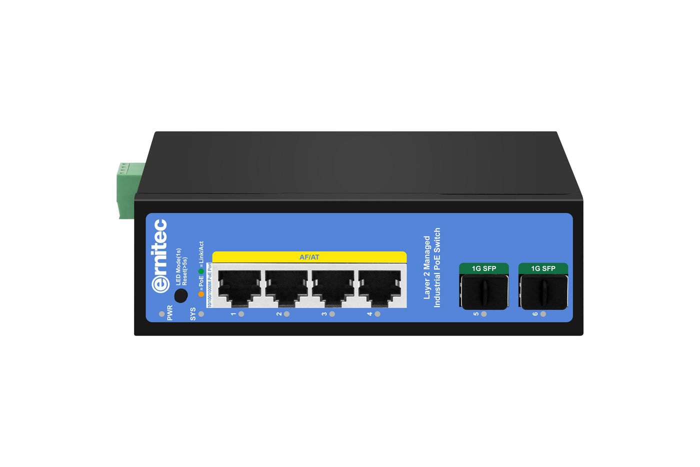 Ernitec ELECTRA-IM04-1GB switch di rete (4-port 1000Mbps Industrial - Managed PoE Switch - 2 x SFP - Warranty 60M)