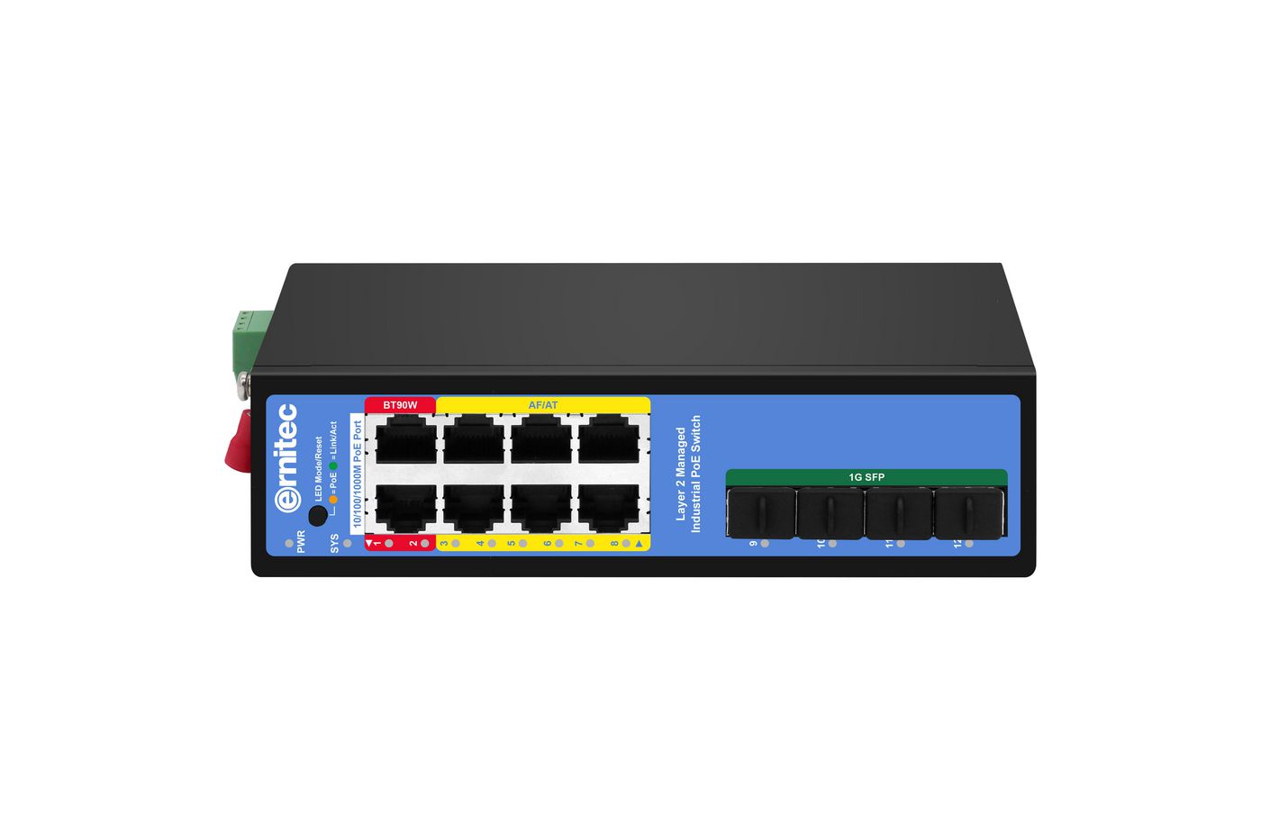 Ernitec ELECTRA-IM08-1GB switch di rete (12-port 1000Mbps Industrial - Managed PoE Switch - Warranty 60M)