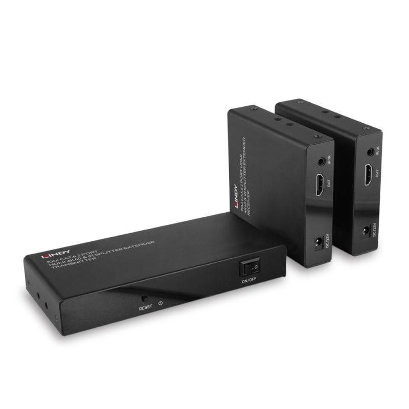Lindy 38385 moltiplicatore AV Trasmettitore e ricevitore AV Nero