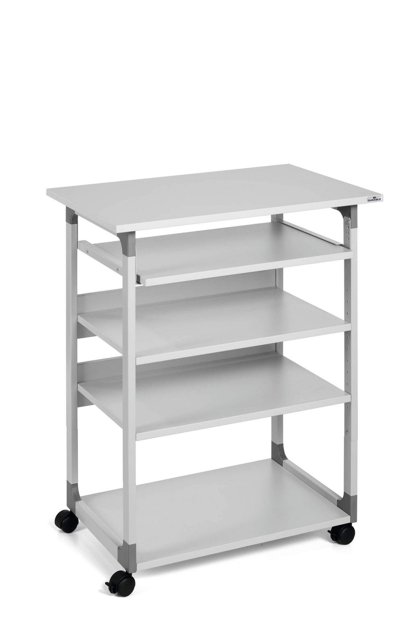 Durable SYSTEM PC Workstation Trolley 75 Variable Height Grey - 372010 DD