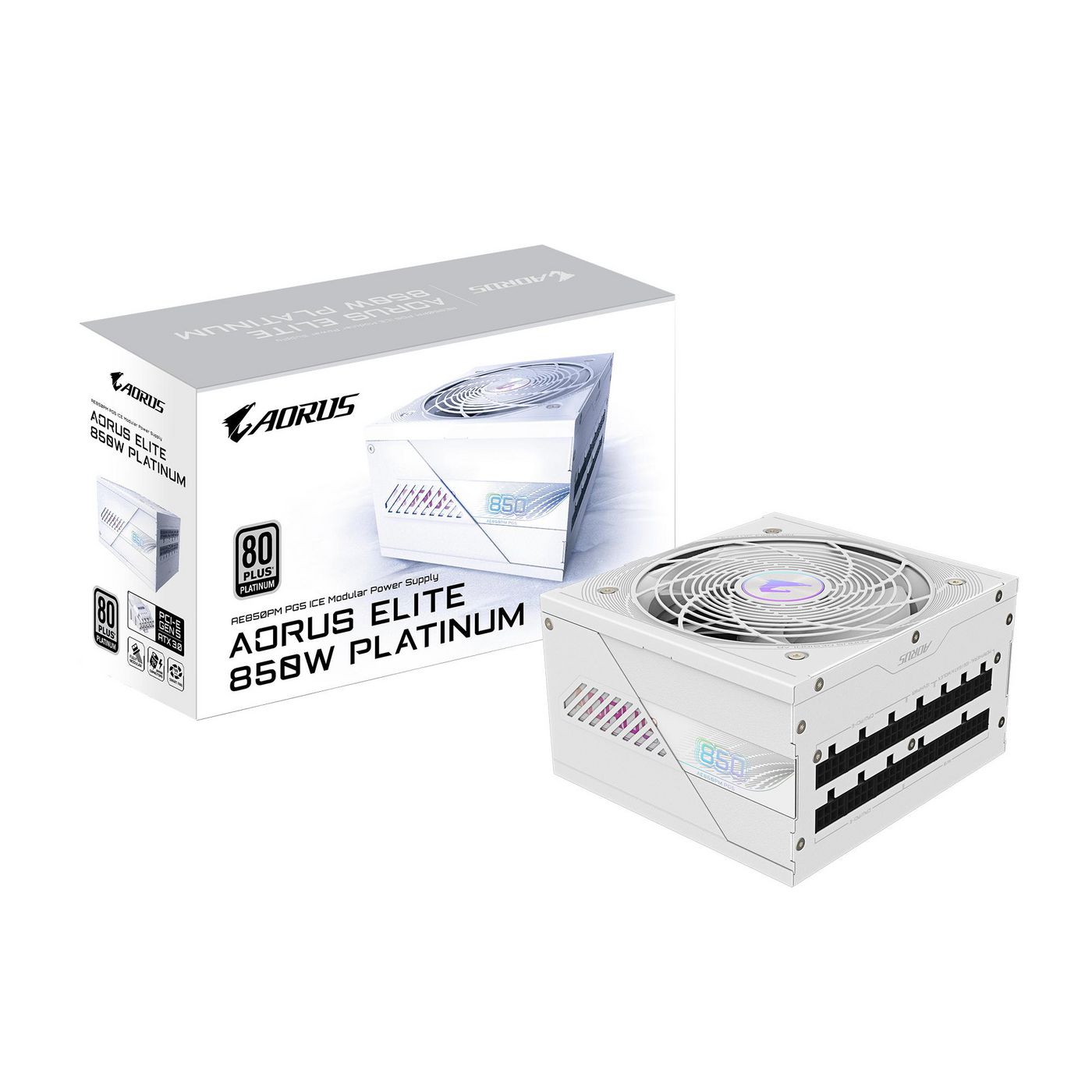 GIGABYTE AORUS ELITE P850W ICE Alimentatore - PCIe 5.0 80 PLUS Platinum Design completamente modulare Ventola da 120 mm Compati