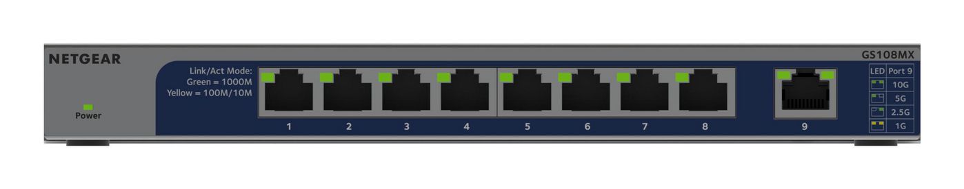 NETGEAR GS108MX-100EUS switch di rete Non gestito L2 Gigabit Ethernet (10/100/1000) Montaggio da desktop/parete