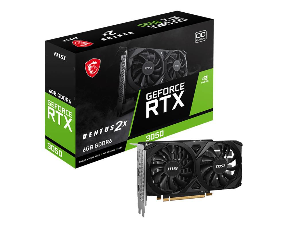 MSI VENTUS GeForce RTX 3050 2X E 6G OC NVIDIA 6 GB GDDR6 (MSI GeForce RTX 3050 VENTUS 2X E 6G OC)