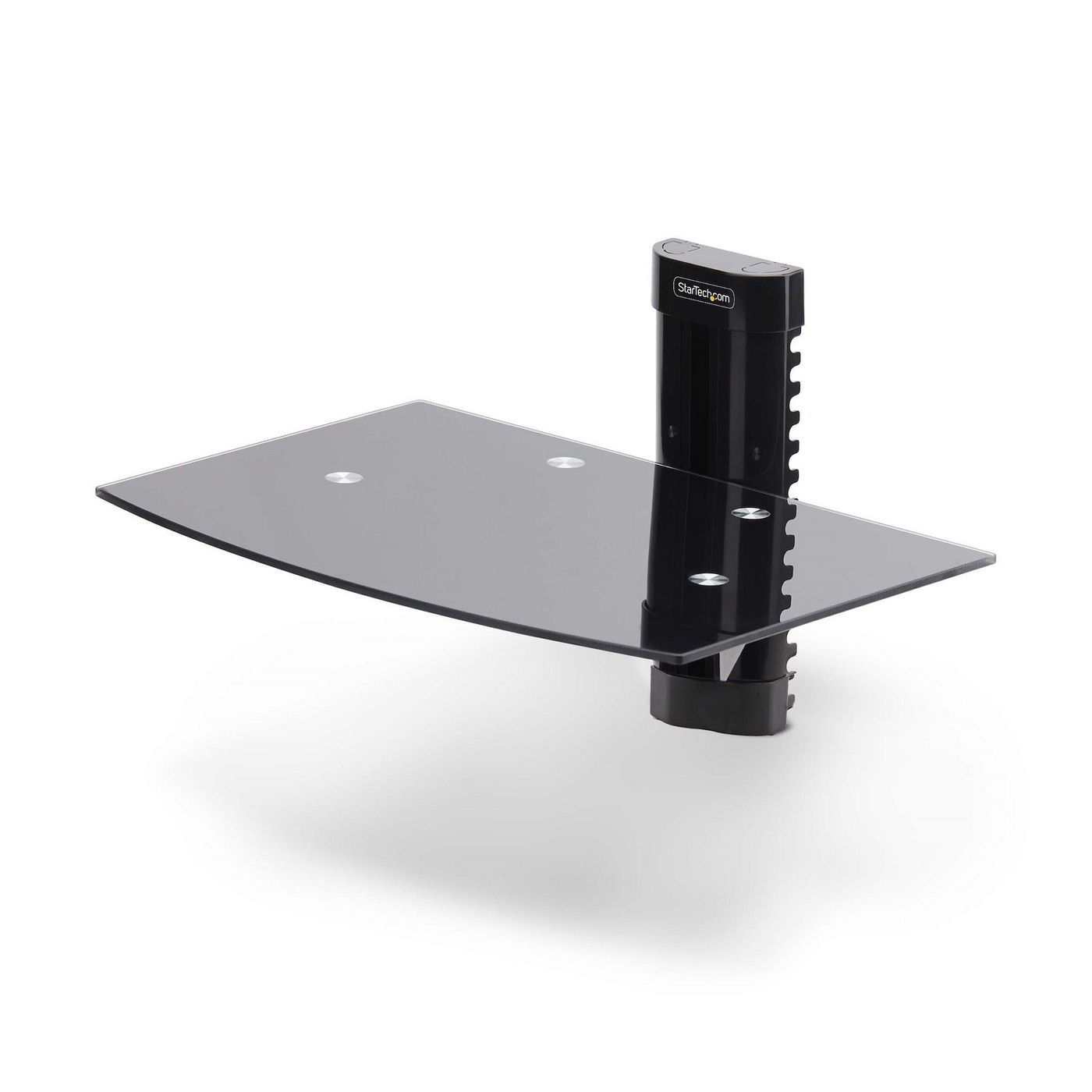 StarTech.com Mensola da Parete in Vetro Temperato per Apparecchiature A/V - Ripiano liscio sotto/sopra TV/Monitor regolabile in