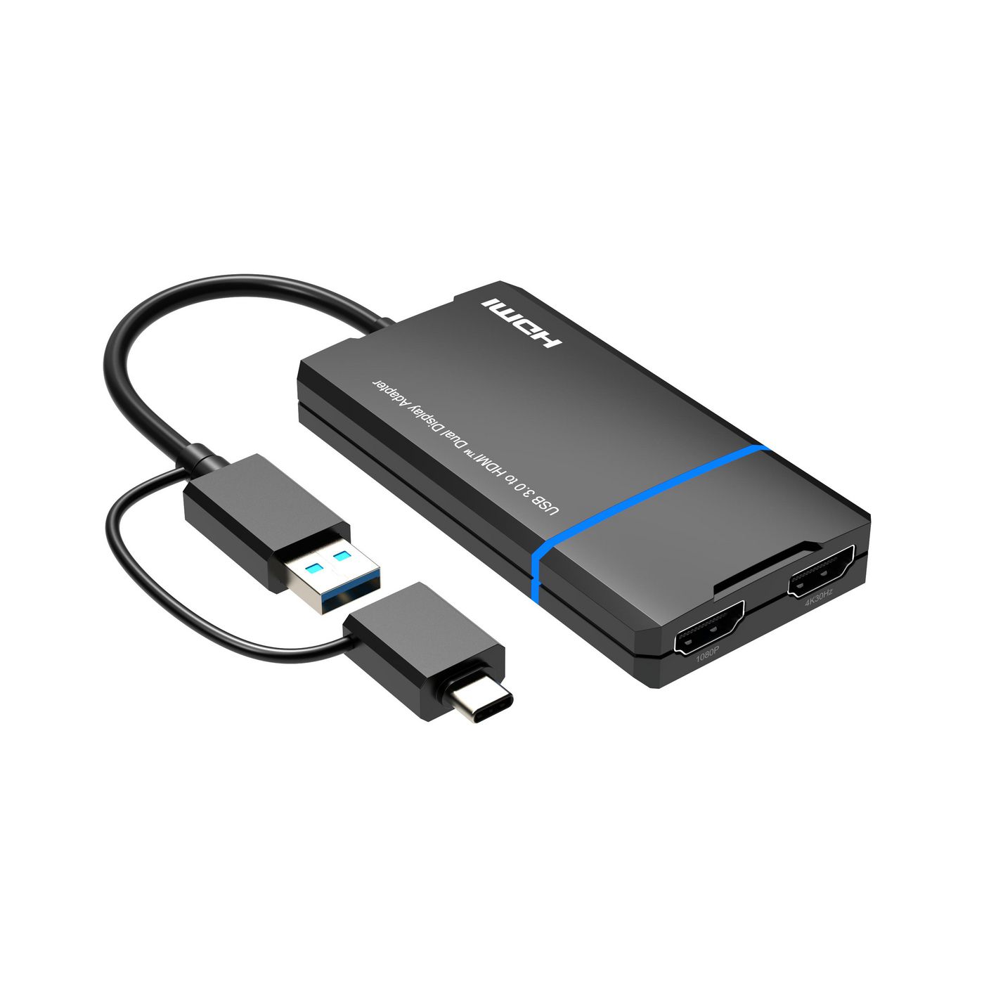USB-C or USB A 2in1 to HDMI - 2x splitter, with one click - video shut-off function - Warranty: 300M